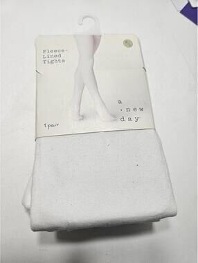 New A New Day Fleece-Lined White Tights, Size M/L